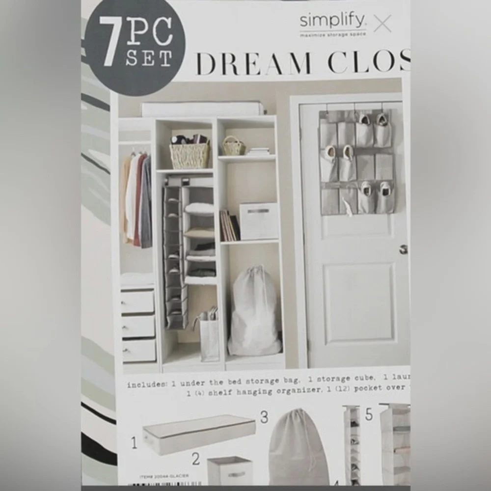 7 Piece gray fabric Dream Closet in a bag‎ organizer Set new